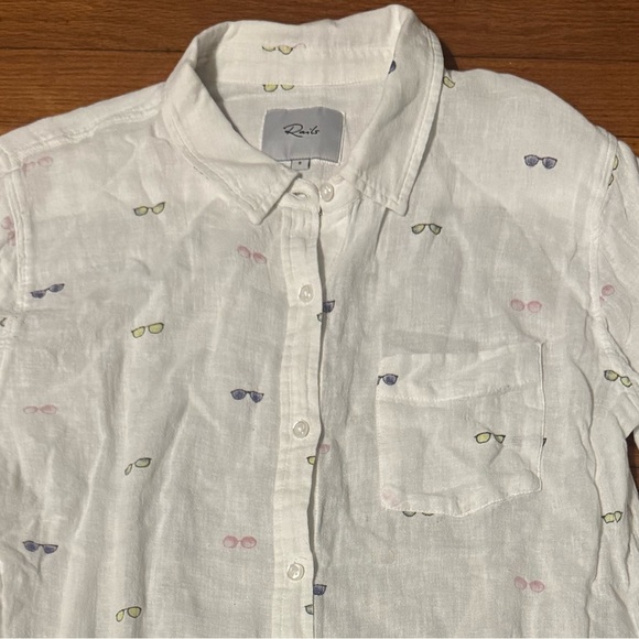 Rails White Button-Down Shirt Sunglasses Print Size Small - Picture 4 of 6